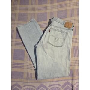 Vintage Levis 501 Jeans Men 34 x 32 Blue Denim Pant Light Wash Faded Distressed